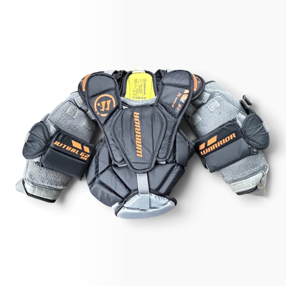 Warrior Ritual G2 YTH Goalie Chest Arm Protector Black Orange Youth S-M